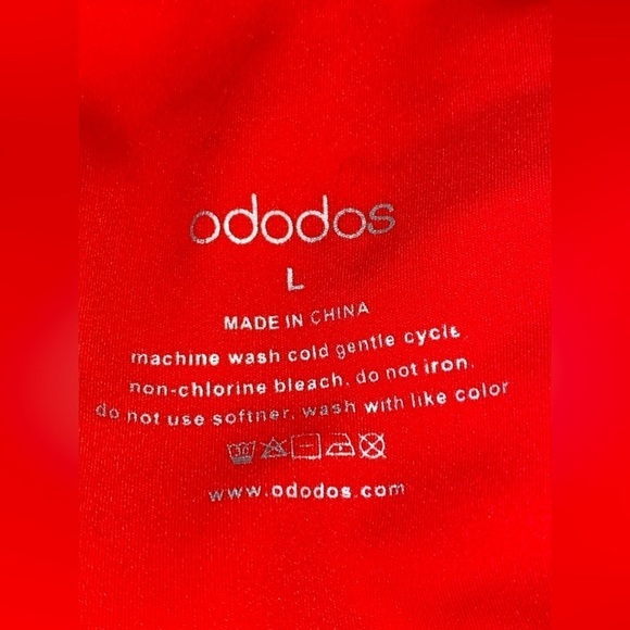 Ododos  Yoga Foldover Red‎ Ankle Leggings Workout Casual Athleisure Women L - Picture 3 of 8